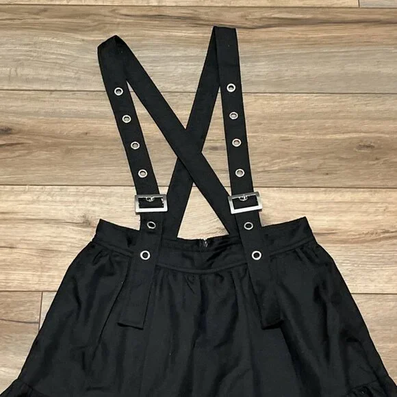 Cosmic Aura Black Tiered Suspender Skirt SZ Small Midi Hot Topic Gothic - Picture 2 of 10
